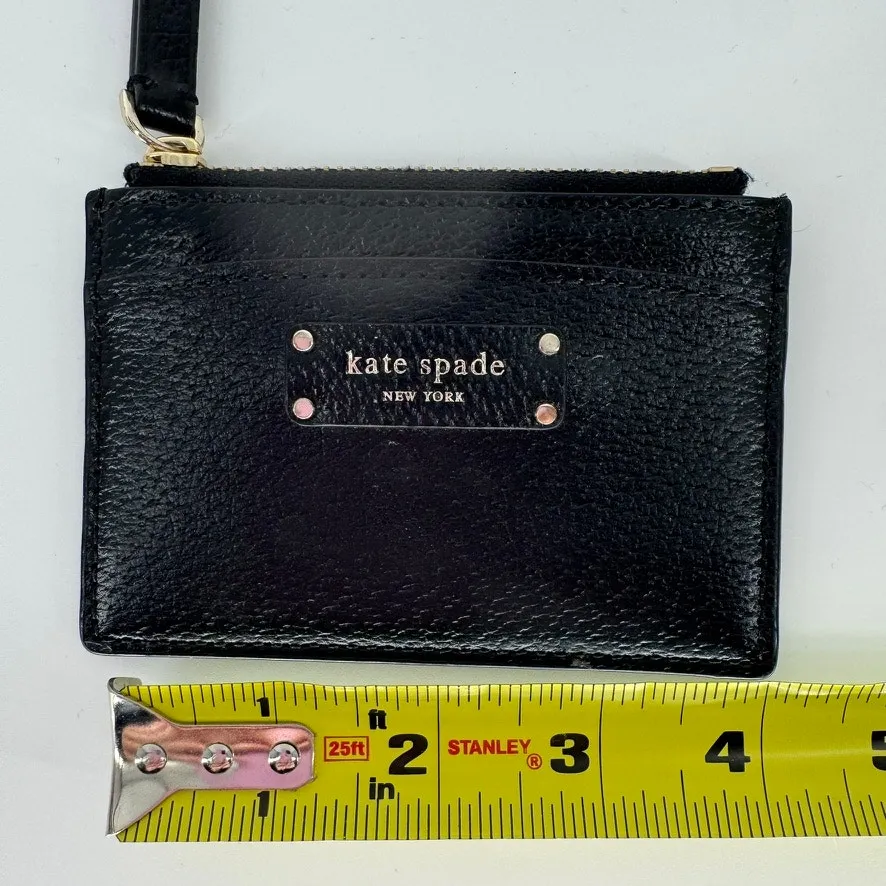 Kate Spade New York Black Leather Card Case Coin Pouch Zip Wallet - Image 6