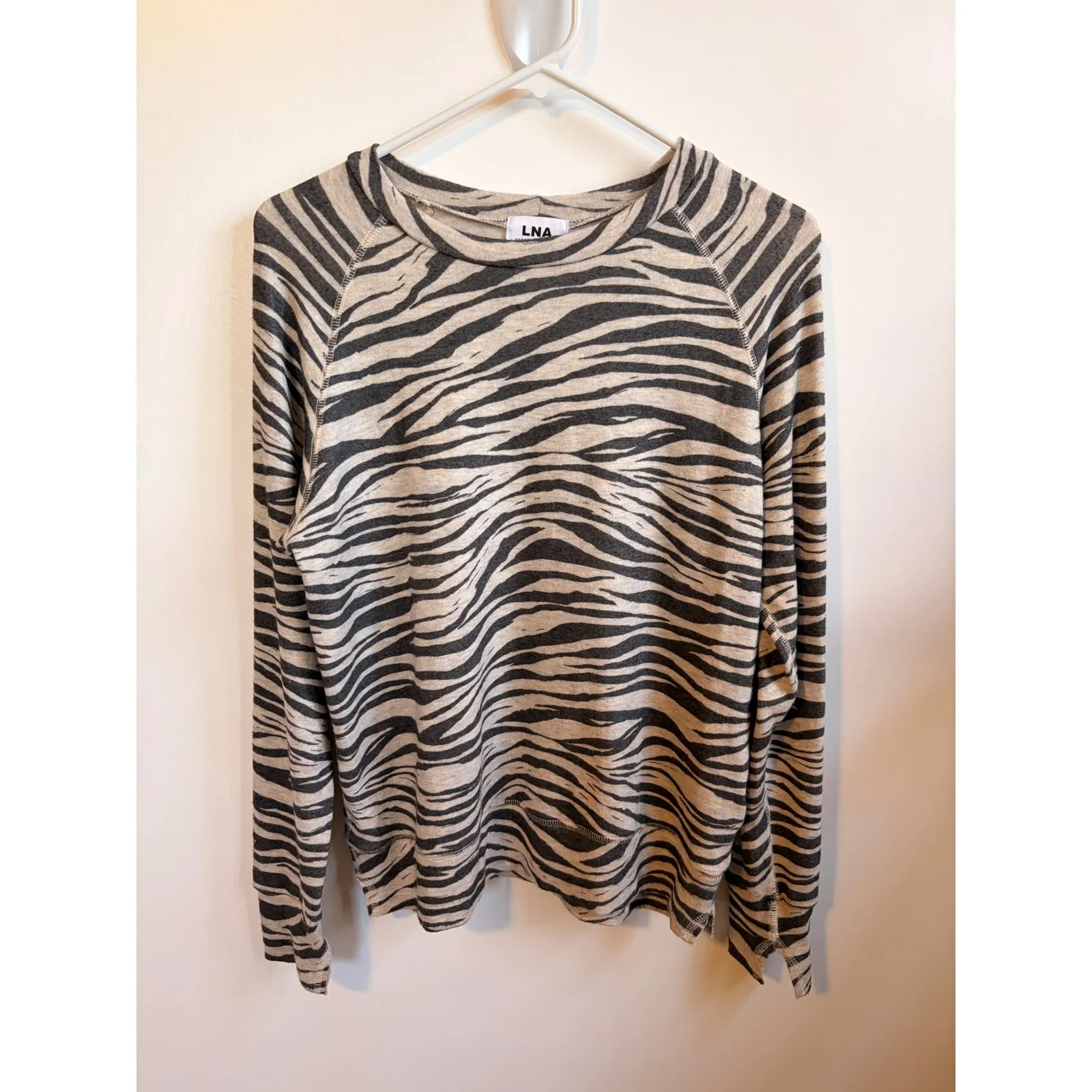 LNA Brushed Zebra Vintage Raglan Top SZ sm - Image 5