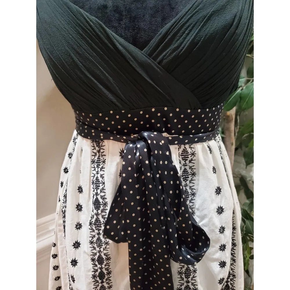 Oc By Oc Womens Black & White Cotton Halter Neck Sleeveless Knee Length Dress 12 - Image 3