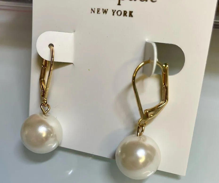 Kate Spade ♠️ Cream Pearl Gold-Plated Drop Earrings  - NWT - Image 7
