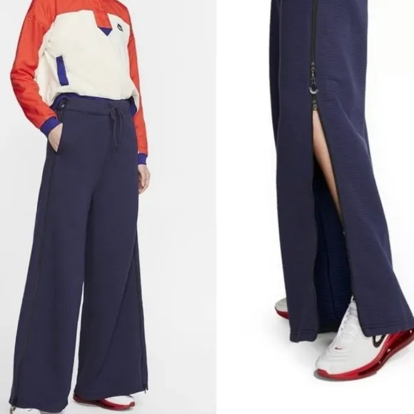 NWT Nike Womens Pants Blue Tech City Ready Wide Leg Side Zipper XS - Image 2