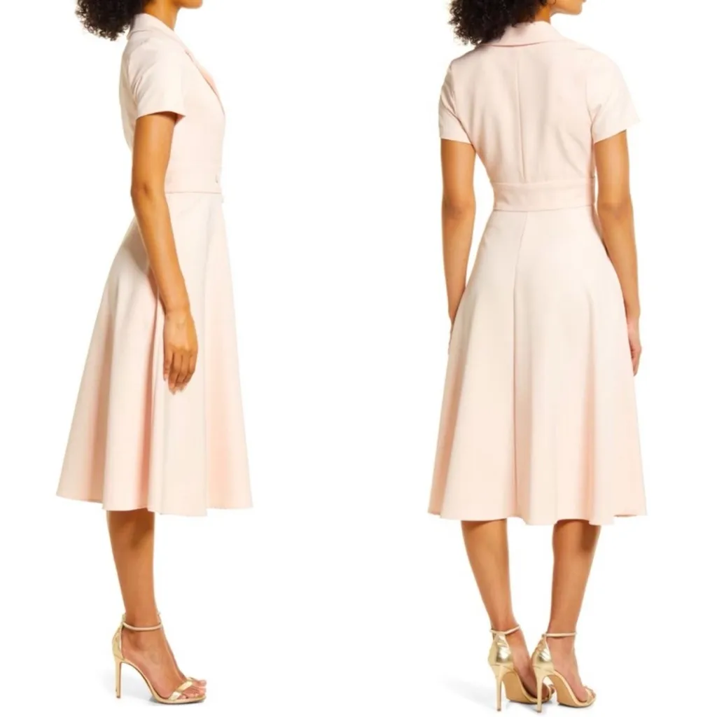 NWT BLACK HALO 2 Ingrid Button Front Trench Dress Cady Bi-Stretch Sweet Blush 2 - Image 3