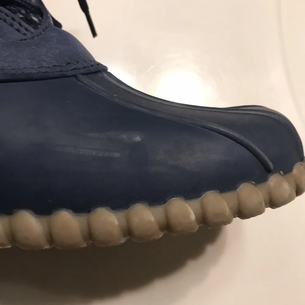 BareTraps Women’s Fabulous Navy Blue Faux Suede Rubber Lace-Up Rain Snow Boots - Image 6