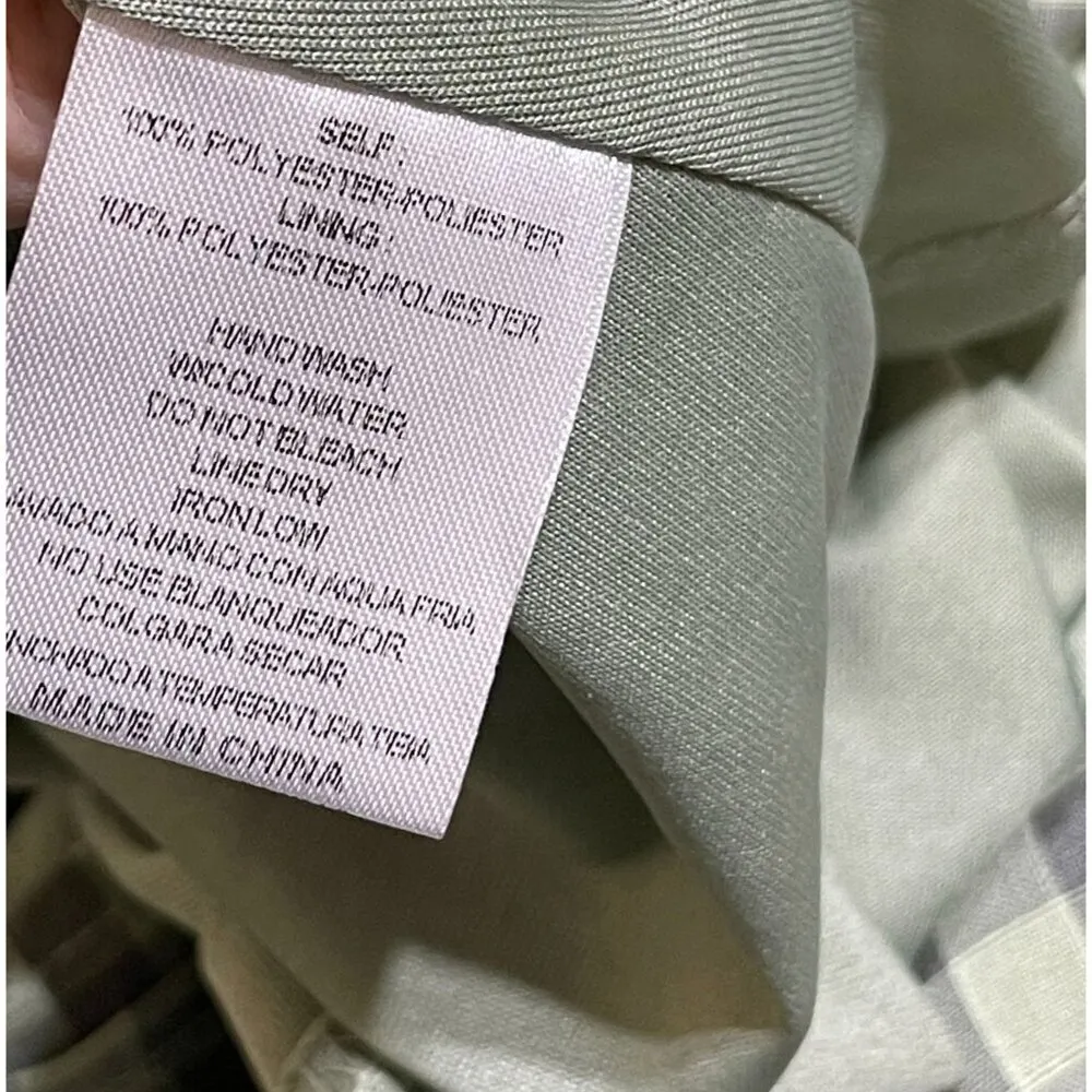 &Merci Tiered Tunic Dress Green Gingham Ruffle V-Neck Size S Small - Image 8