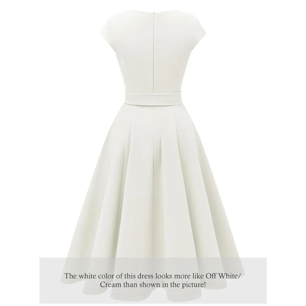 NEW White Modest Holiday Party Prom Dress M NO BELT White Size L - Image 2