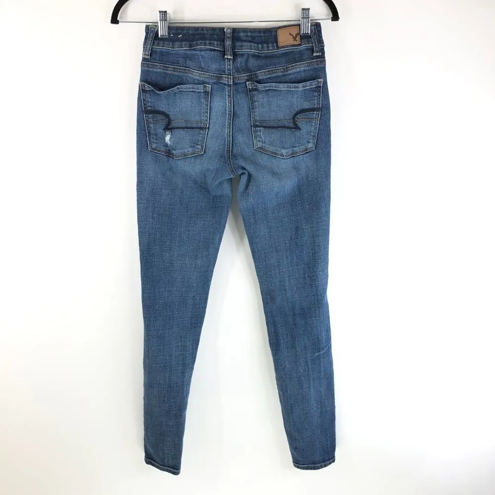 American Eagle Womens Jeans Hi-Rise Jegging Distressed Medium Wash Size 2 - Image 4