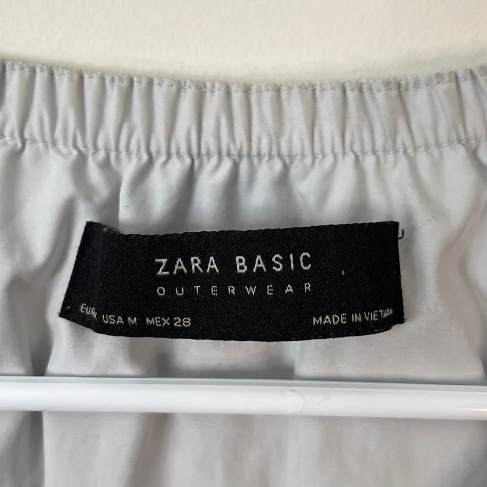 Zara Women’s‎ Fashion Jacket Bomber Zip Up Elastic Waist Pockets Medium Gray - Image 2