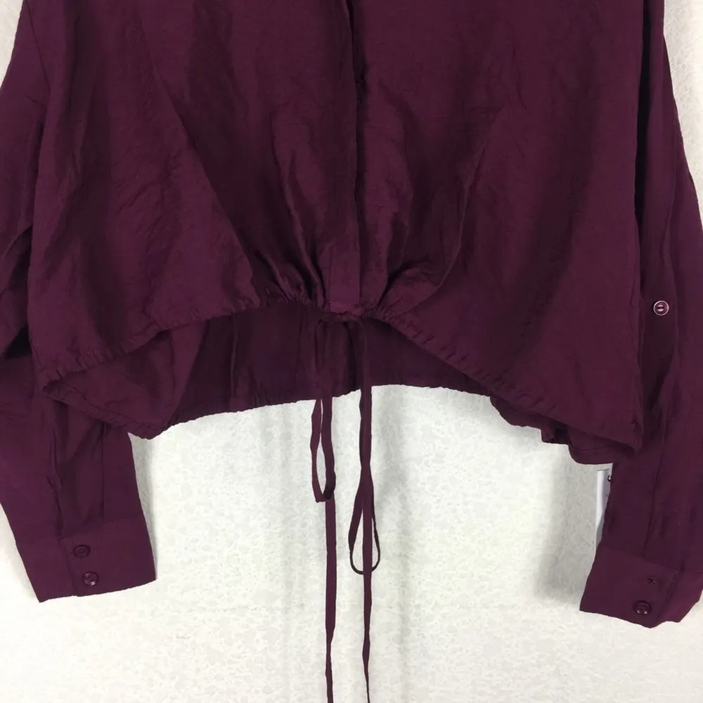 NWT YFB Young Fabulous & Broke Julep Burgundy Satin Crop Oversized Tie Top Small - Image 9