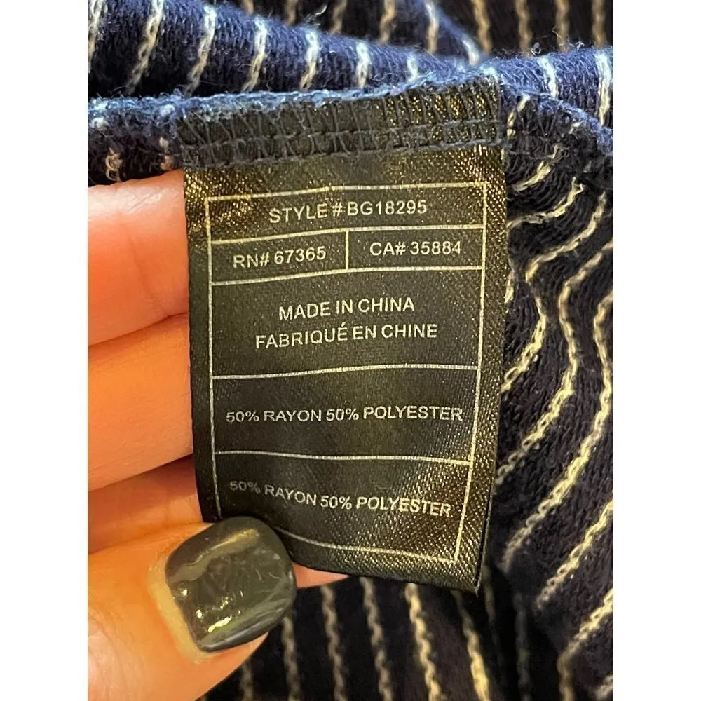 BB‎ Dakota Navy Blue and White Striped Jersey Swing Tunic Mini Dress Size S - Image 7