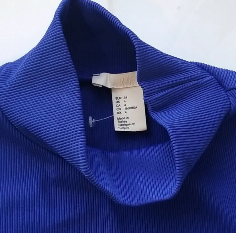 New Turtle Neck Blue Mini Dress - Image 3