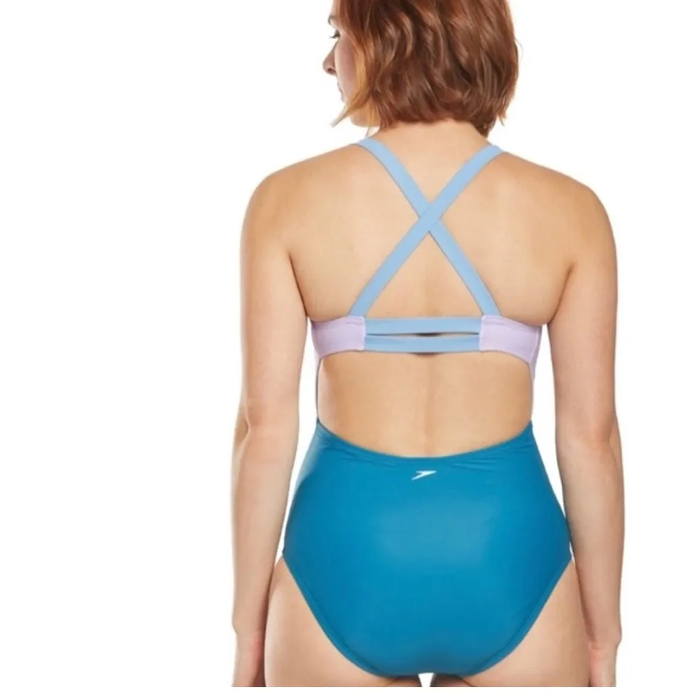 Speedo Strappy Colorblock Isla One Piece Bathing Suit Small NWT - Image 2