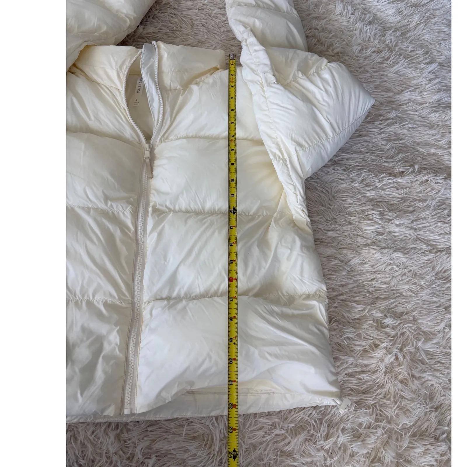 Fabletics Puffer Jacket Womens Size L Ivory White Full Zip Layering‎ Coat - Image 6