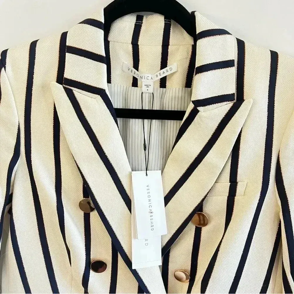 *125 NWT Veronica Beard Striped Empire Dickey Jacket Size 4 - Image 8