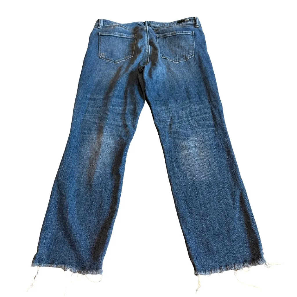 Kut from the Kloth Reese Ankle Straight Jeans Chewed Raw Hem Size 8 Women's - Image 7