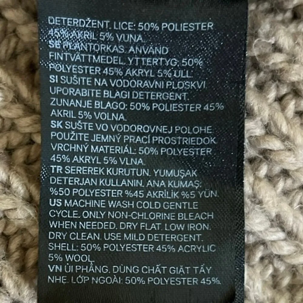 H&M Brown Beige Tan Chunky Knit Turtle Neck Long Sleeve Pullover Sweater Top M - Image 4