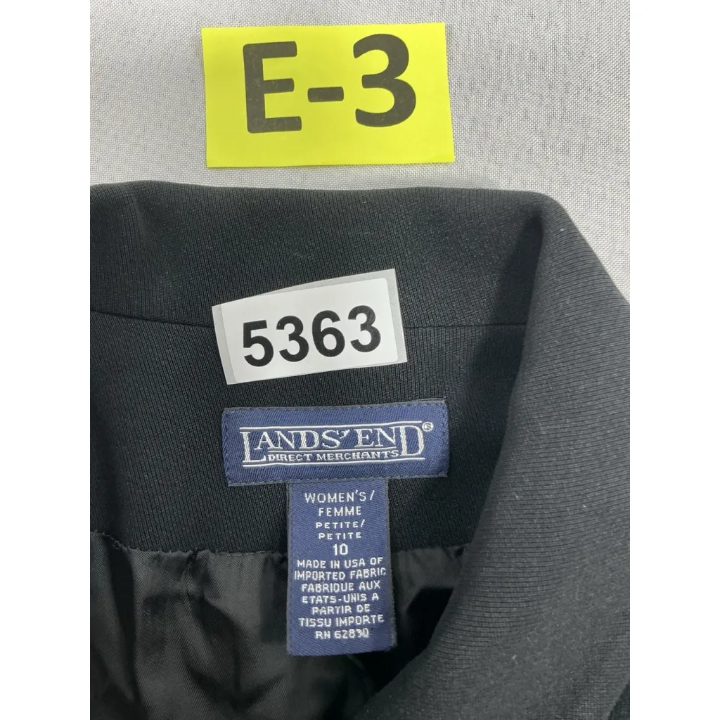 Womans Lands End Woman Petite Blazer 10 P Black Button Down Lined Size 10P - Image 3