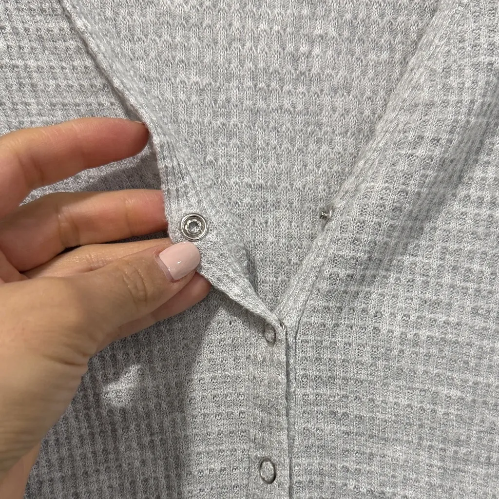 Free people intimately waffle thermal Long Sleeve Bodysuit with button front - Image 4