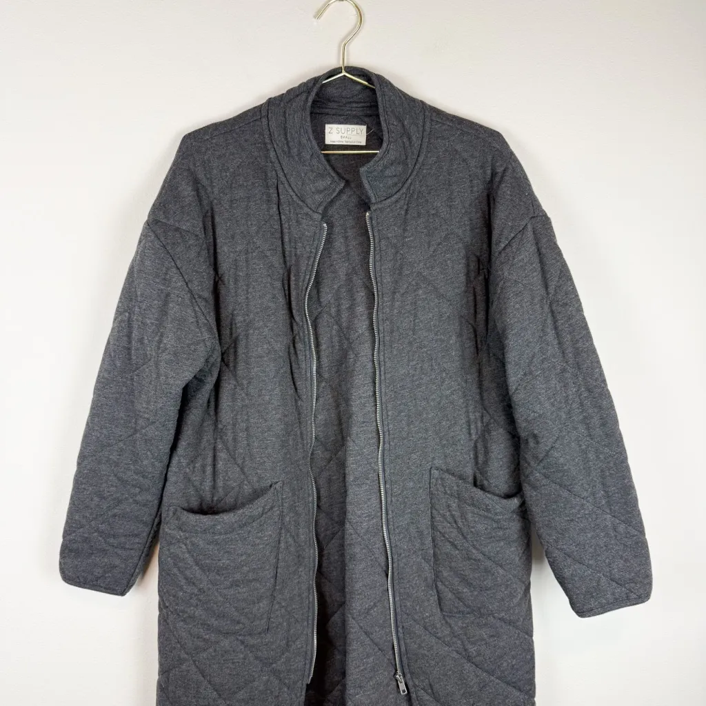 Z Supply Catharina Quilted Zip Jacket Onyx Gray Size Small - Image 8