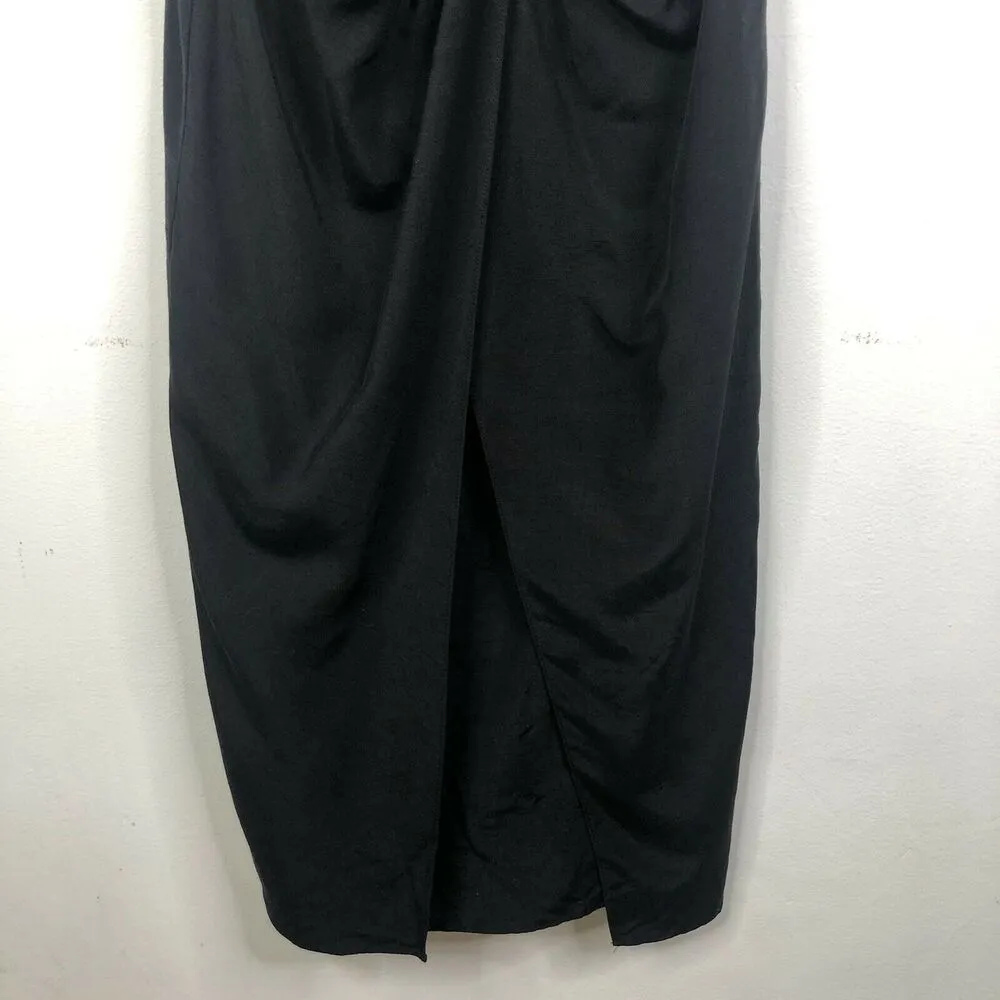 NEW Frame Twisted-Front Black Shantung Midi Dress Women's Size Small - Image 5