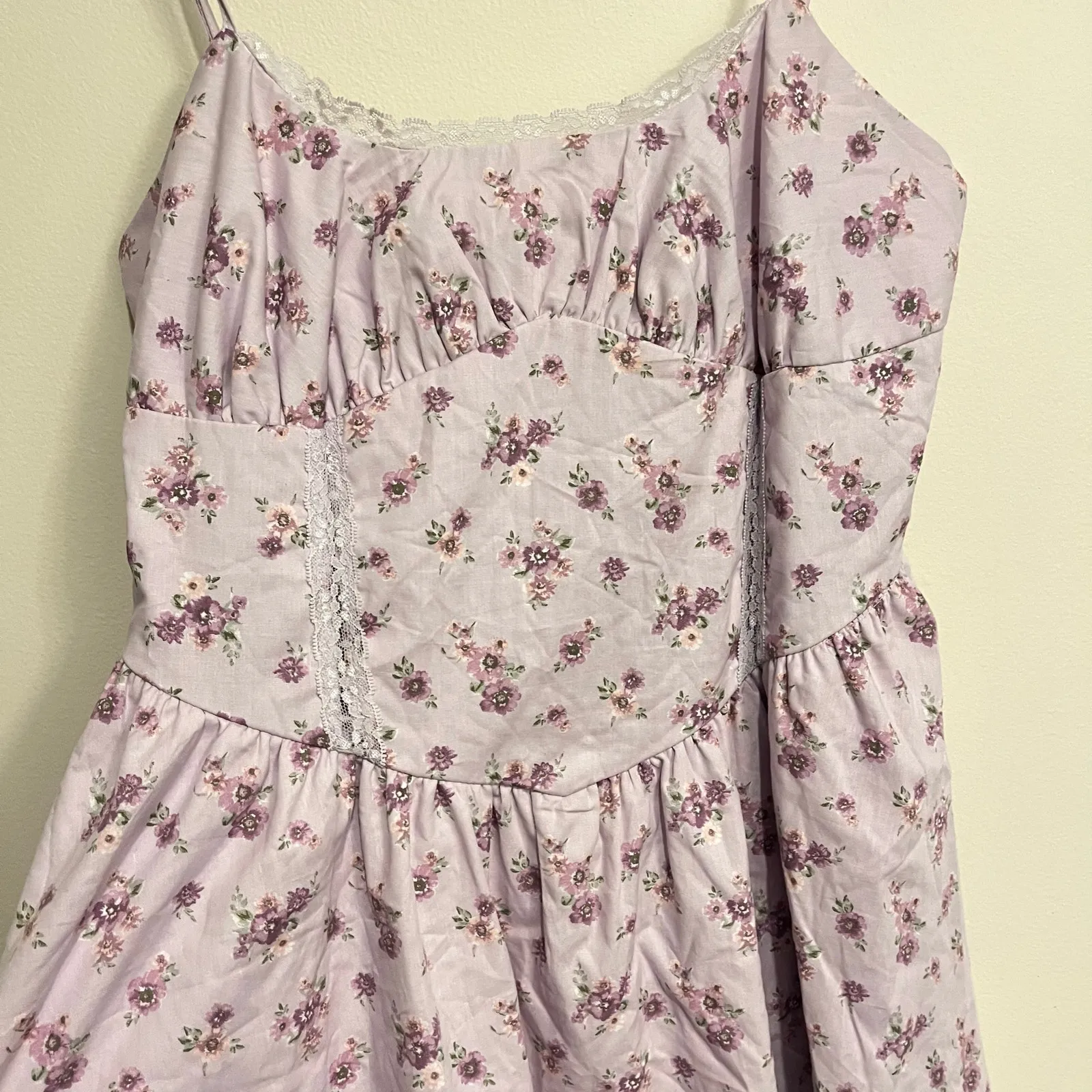 Aeropostale Dress Purple Floral Milkmaid Coquette Cottagecore Prairie Lace Large - Image 5