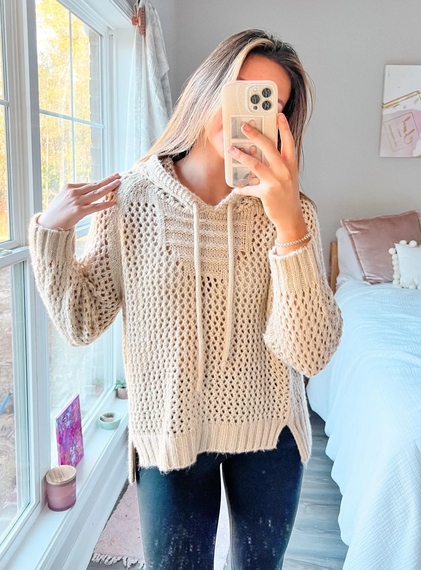 POL Hooded Chunky Knitt Sweater with Drawstrings - Image 3