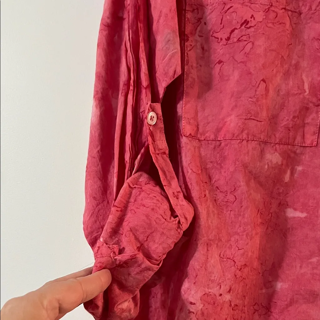 Elegant Red Button Down Shirt for Women Size L - Image 4