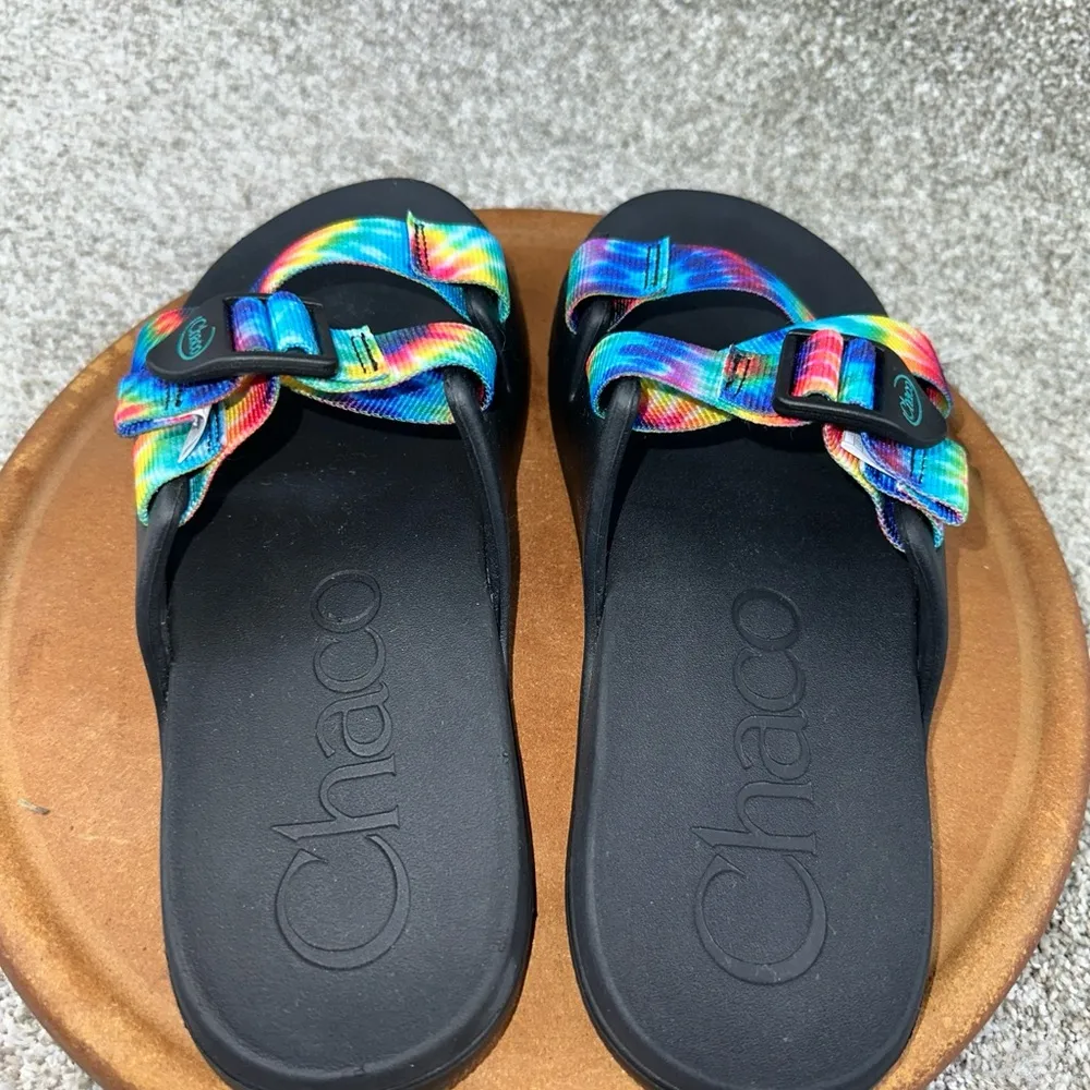 CHACO Women's Chillos Slide Sandal Dark Tie Dye JCH108782  US 7  EU 38 - Image 5