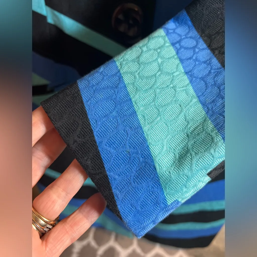 Vesti Multicolor Striped Trench Coat pockets button front black blues collar 8 - Image 8