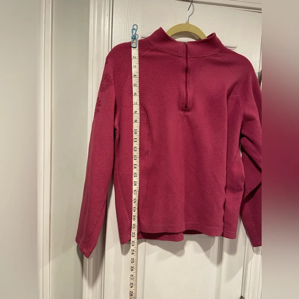 L.L. Bean Size XL Pink Mock Neck Floral Print Quarter Zip Fleece Top Zip Pocket - Image 9