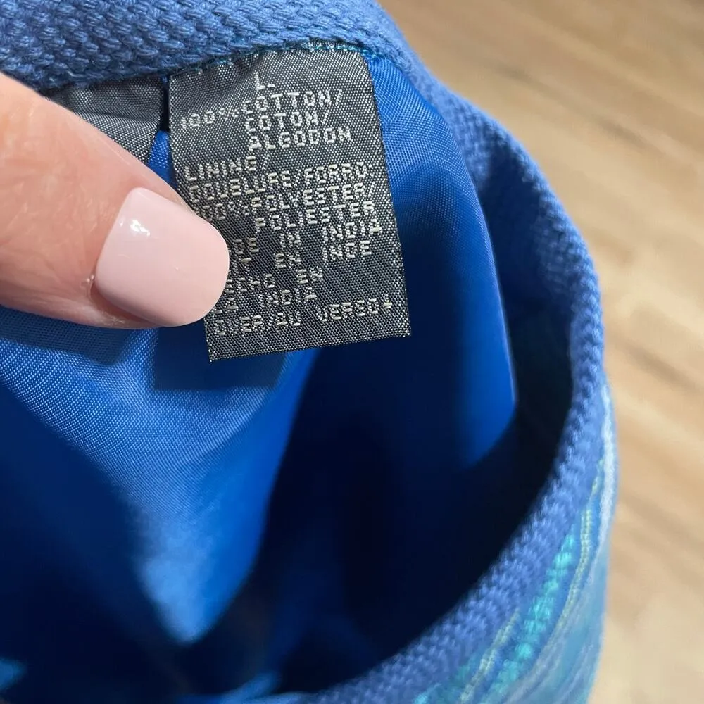 VTG Liz Wear Striped Vest Sleeveless Button Top Vintage Size Large Blue - Image 4