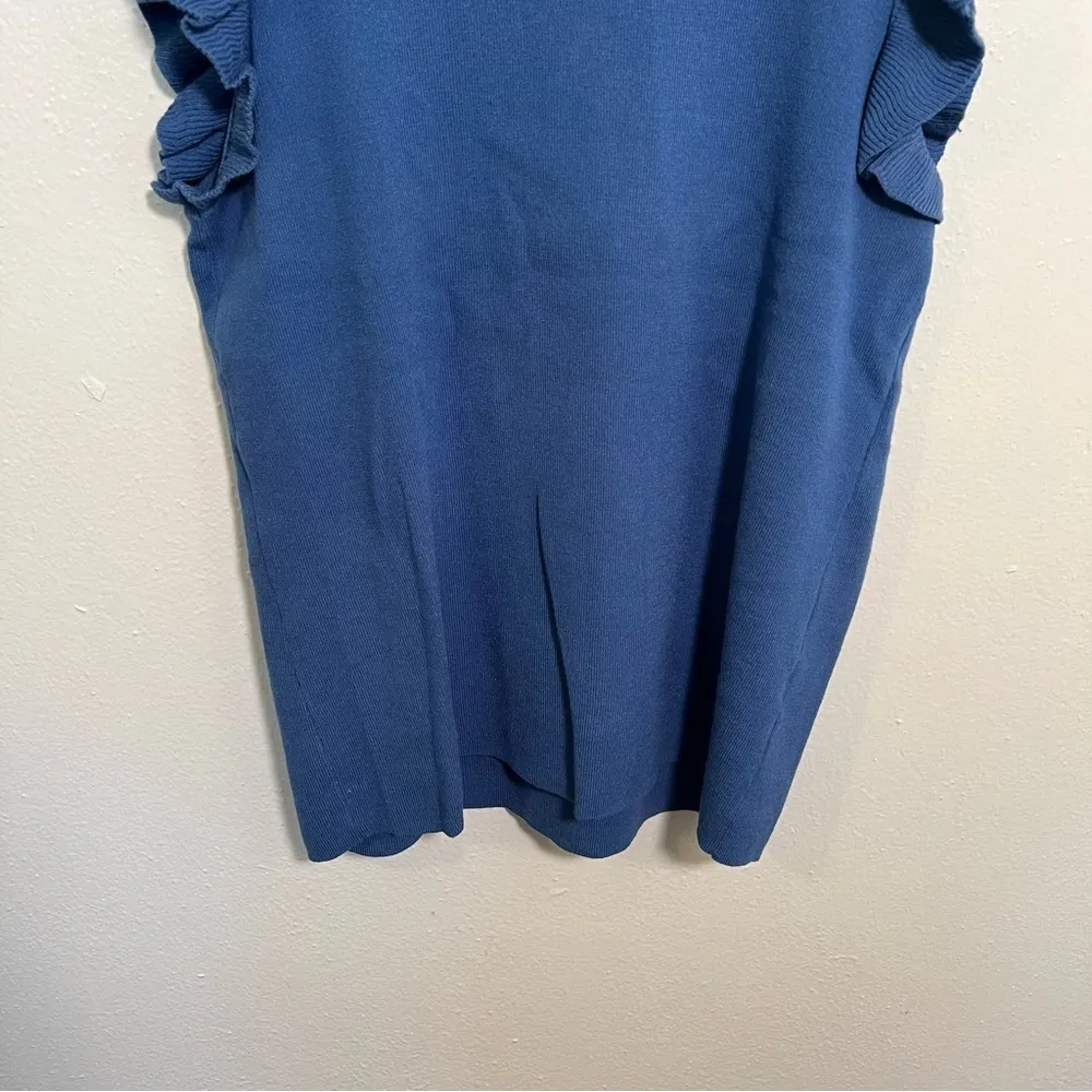 T Tahari Flutter Sleeve Sweater Knit Top Blue L - Image 5