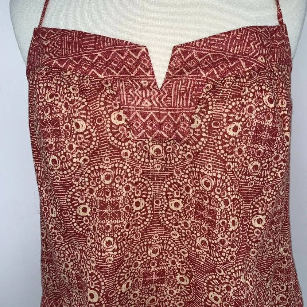 BCBG Maxazria Womens Strappy Tank Top S Red Metallic Gold Geometric Sleeveless - Image 2