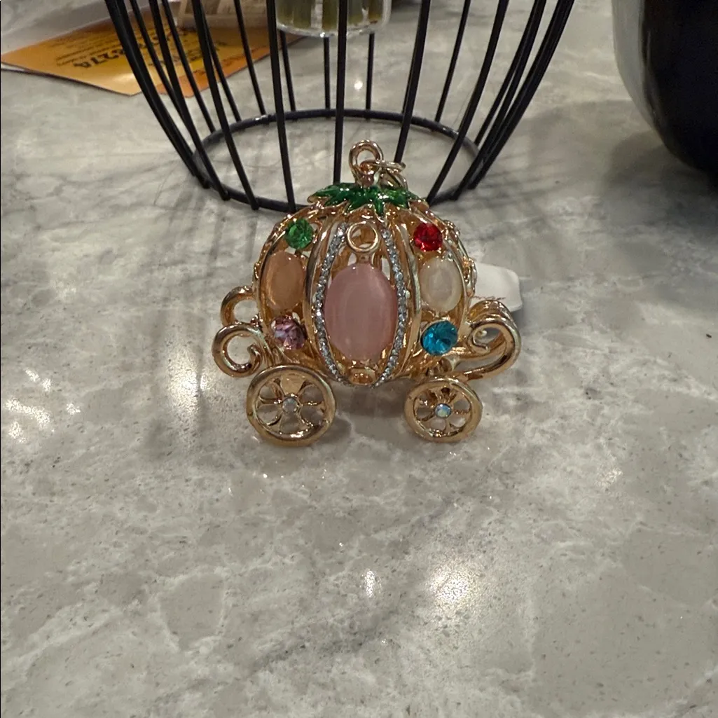 Gold rhinestone gem, crystal pumpkin bag, charm - Image 2