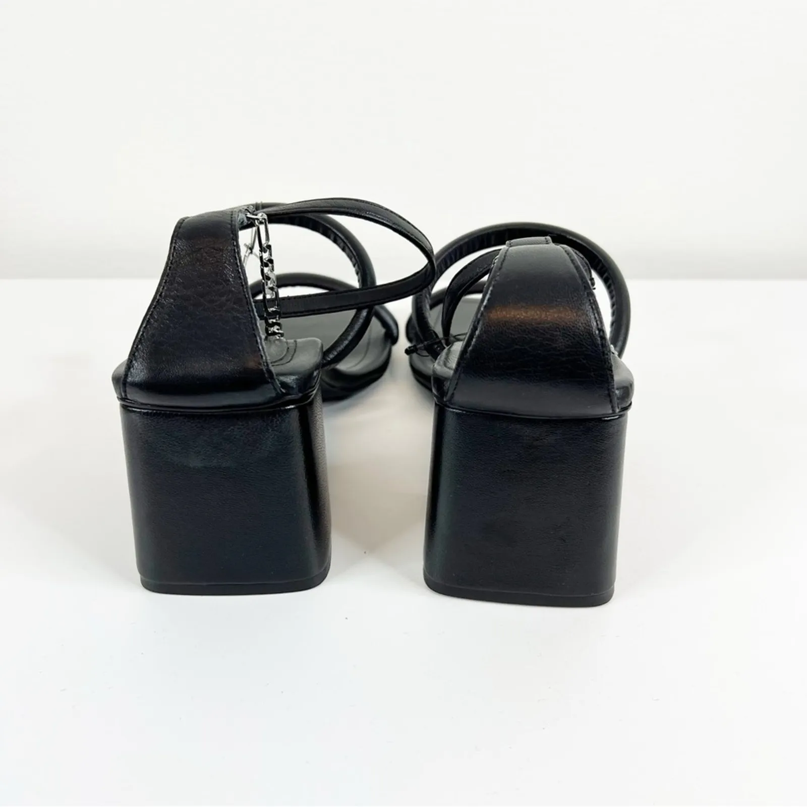 NWT‎ Free People Parker Leather Chain Detail Heeled Sandal 11 Black - Image 6