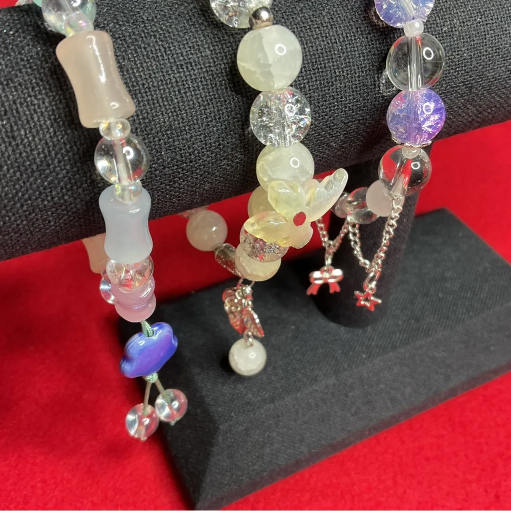 Beaded (Glass) Stretch Bracelets with Charms - Image 3