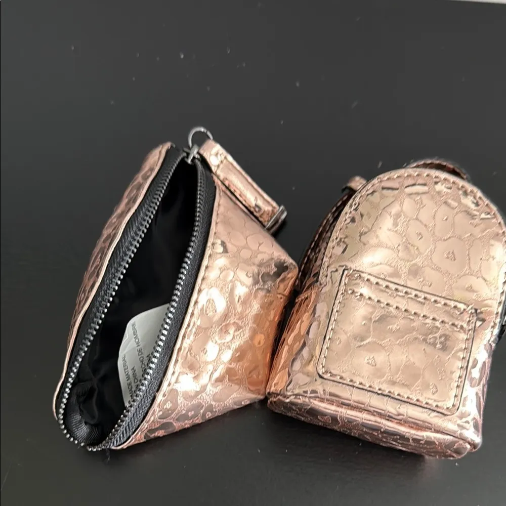 Chic Metallic Mini Backpack and Pouch - Image 3