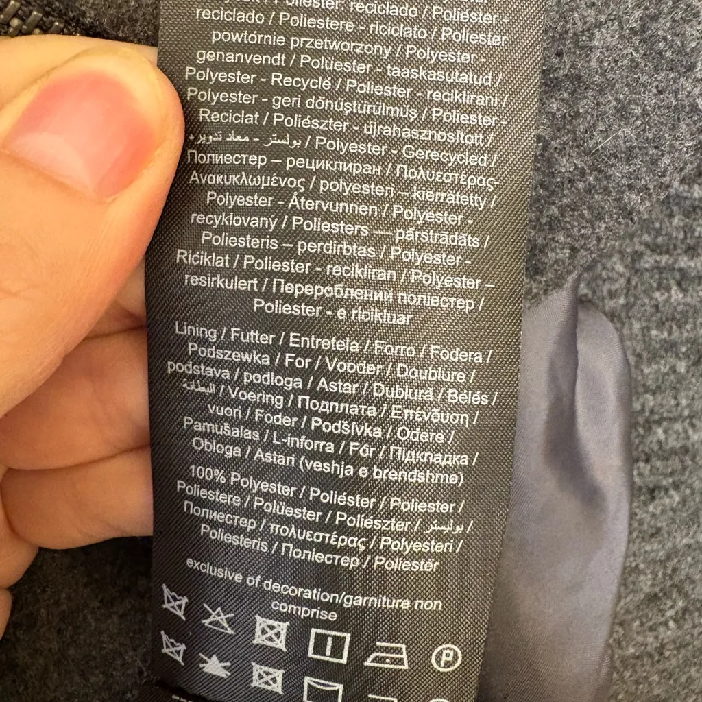 Vero Moda Gray Wool Blend Bomber Jacket Minimalist Streetwear Medium - Image 8