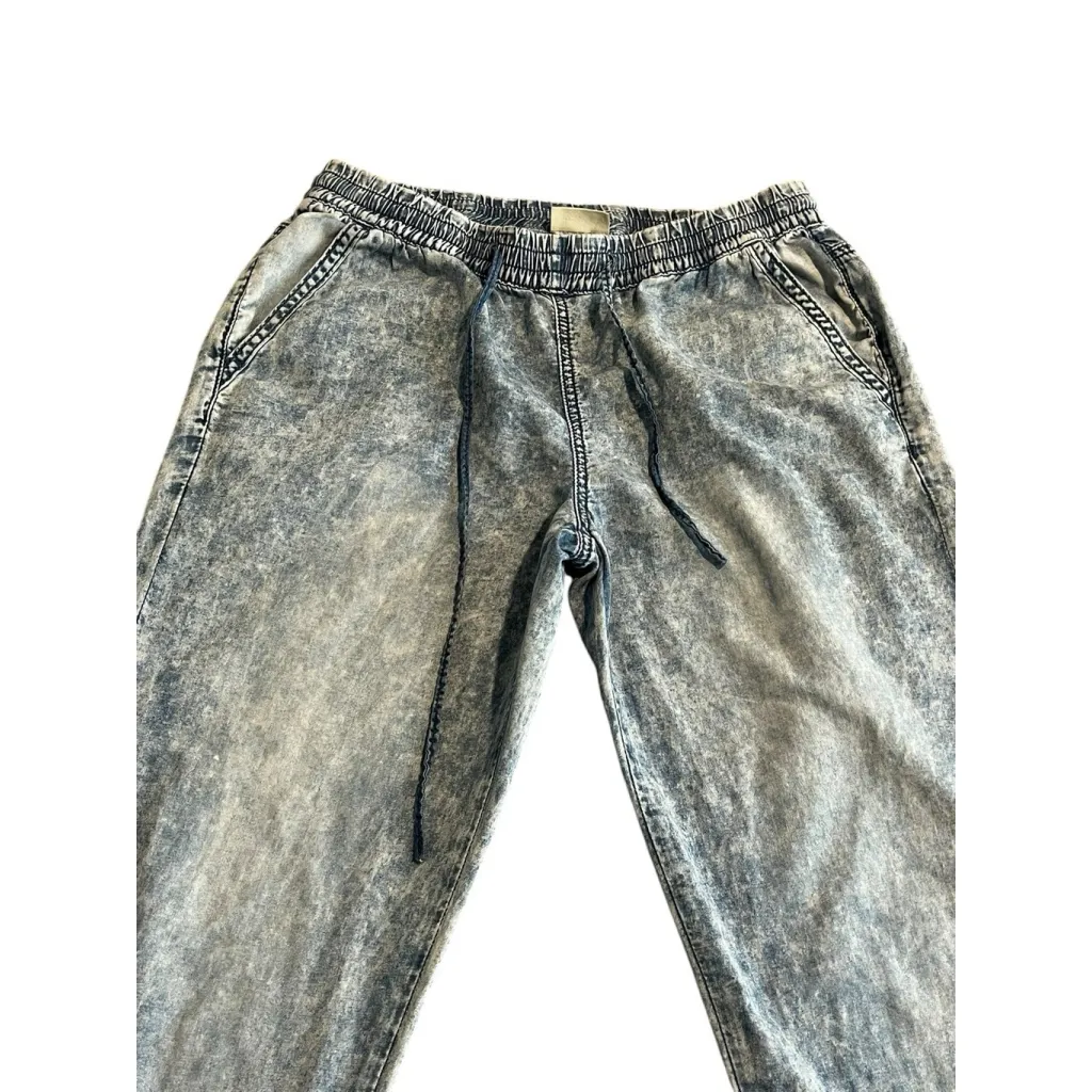 MDZ Denim Jogger Pants Womens Juniors Size 1 Blue Acid Washed Pockets Tapered - Image 2