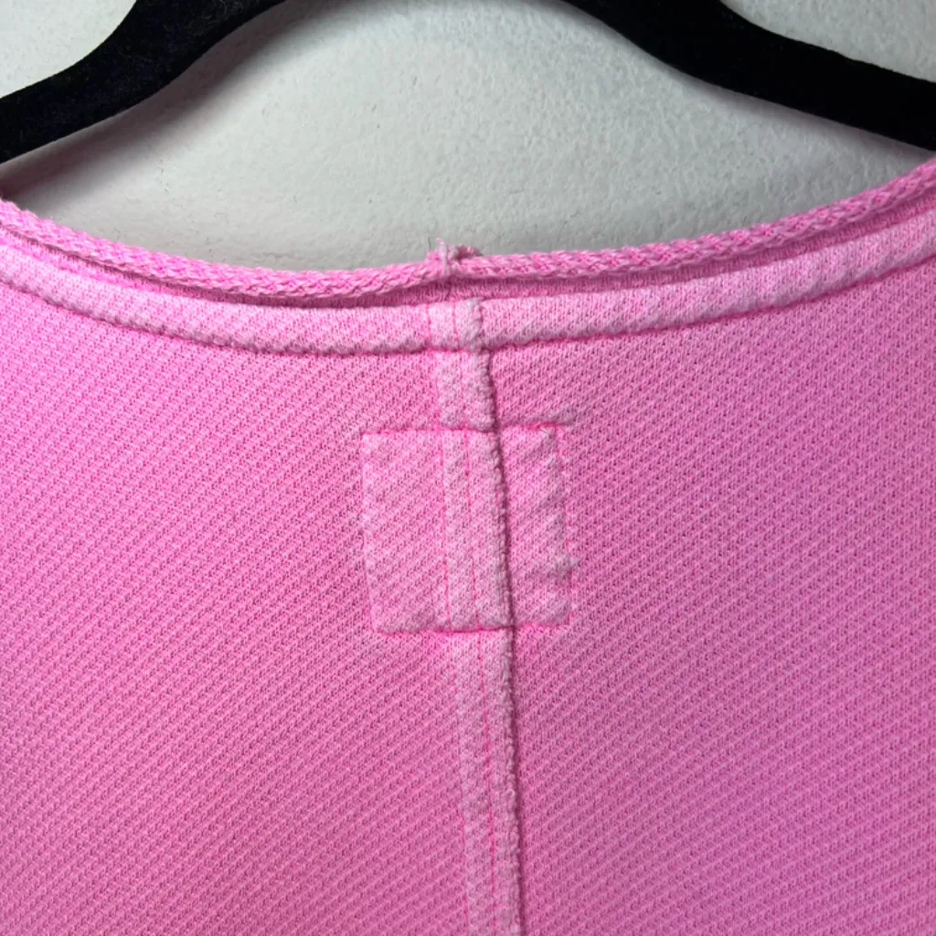 Aerie Beach Party Crop Crewneck Sweatshirt Pink Oversized Distressed FLAW  Small - Image 12