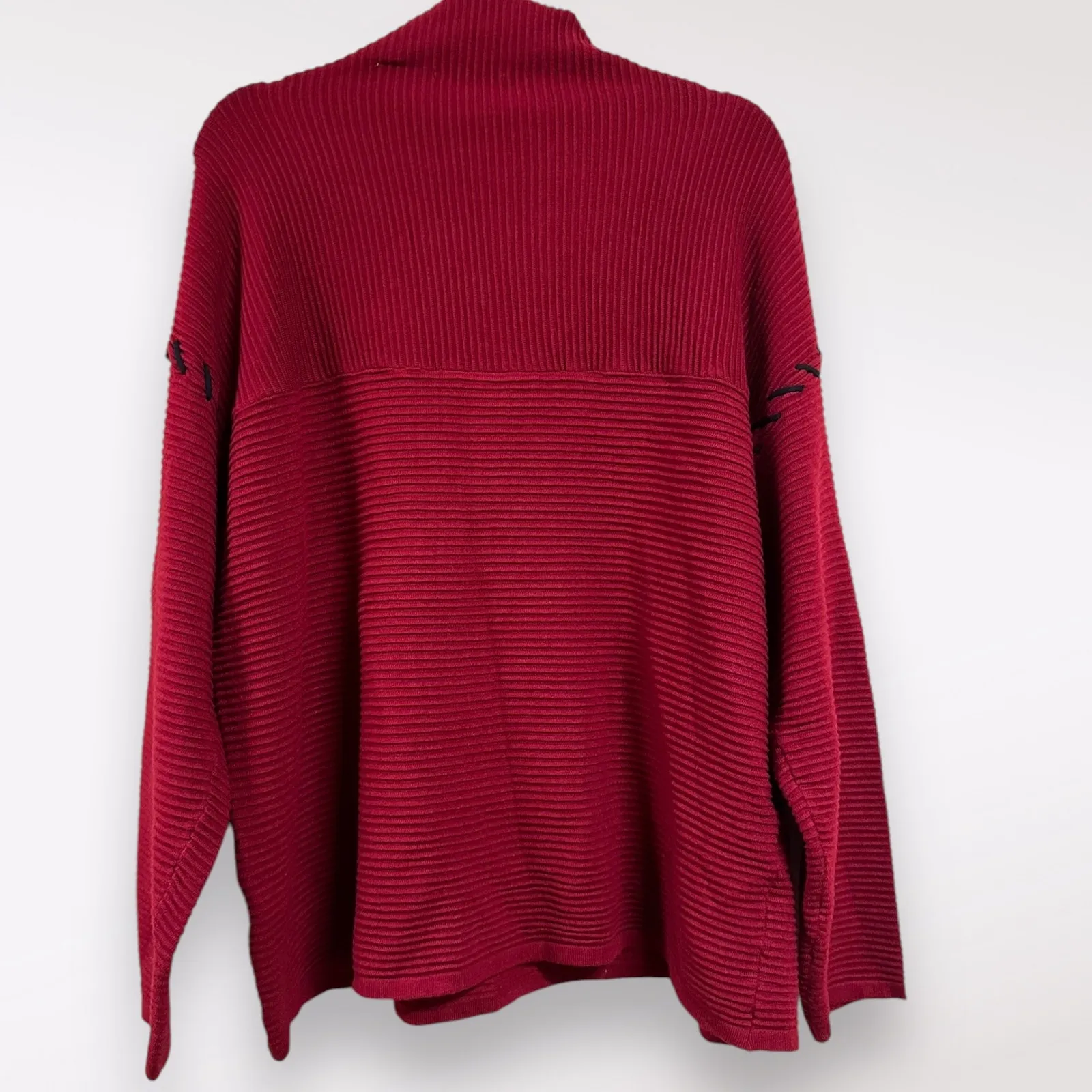 NWT Tahari XL‎ Red Ribbed Mockneck Sweater Stitch Holiday Party Winter Office - Image 6