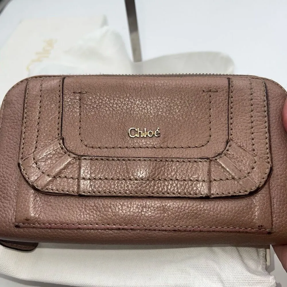 Chloe Full Inclusion Beige/Blush Zip Around Long Wallet - Image 4
