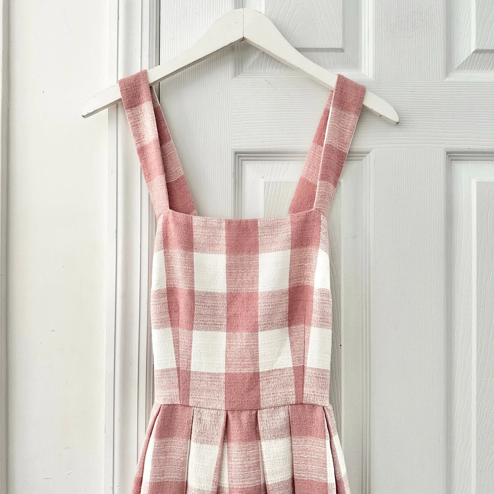 Gal Meets Glam Polly Pink White Gingham Checkered A Line Sun Dress 2 Girly Femme - Image 9