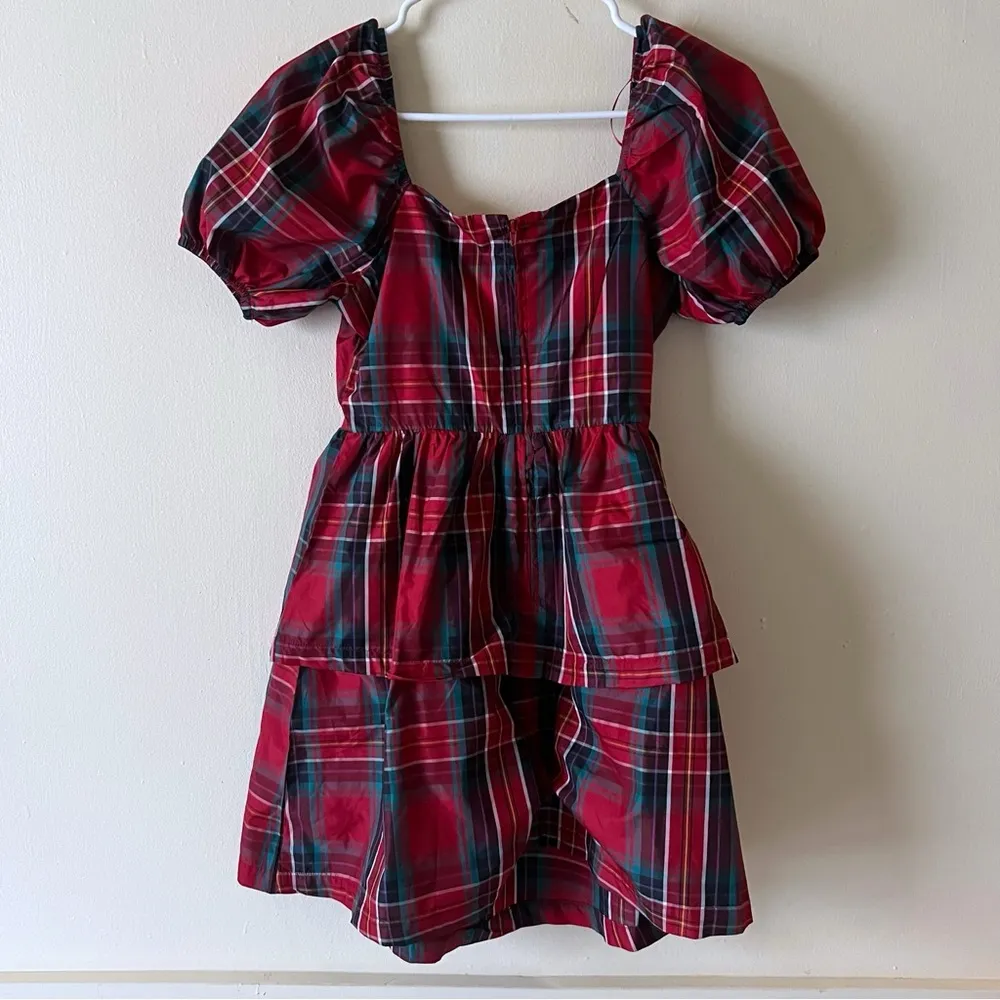 Copper Key Plaid SHORT SLEEVE BABYDOLL Tiered  Dress  size  XS New - Image 3