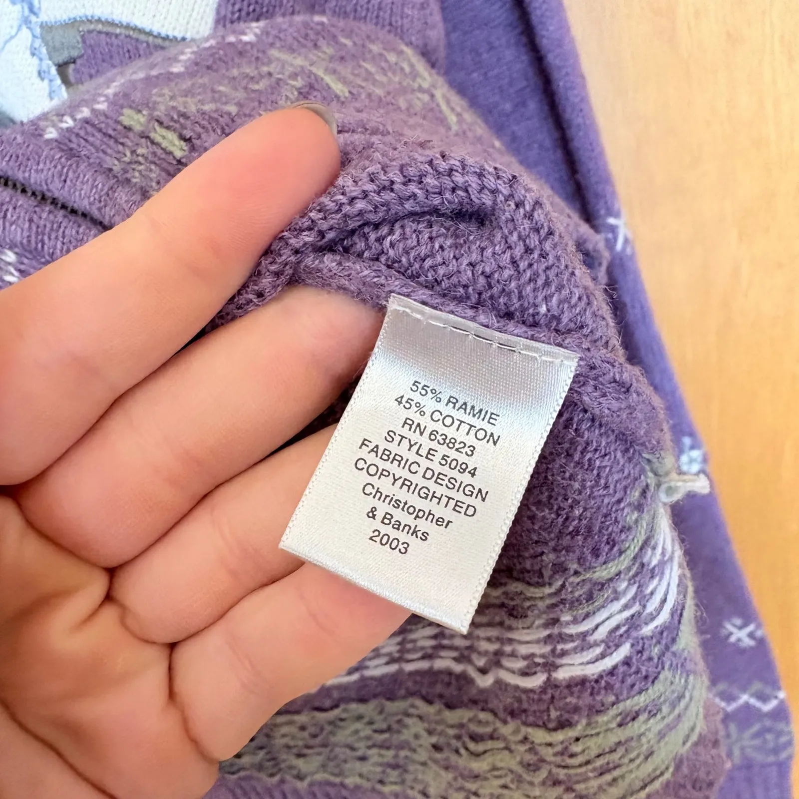 Christopher & Banks Purple Ice Skate Mittens Snowflake Sweater M Hand Embroider - Image 3