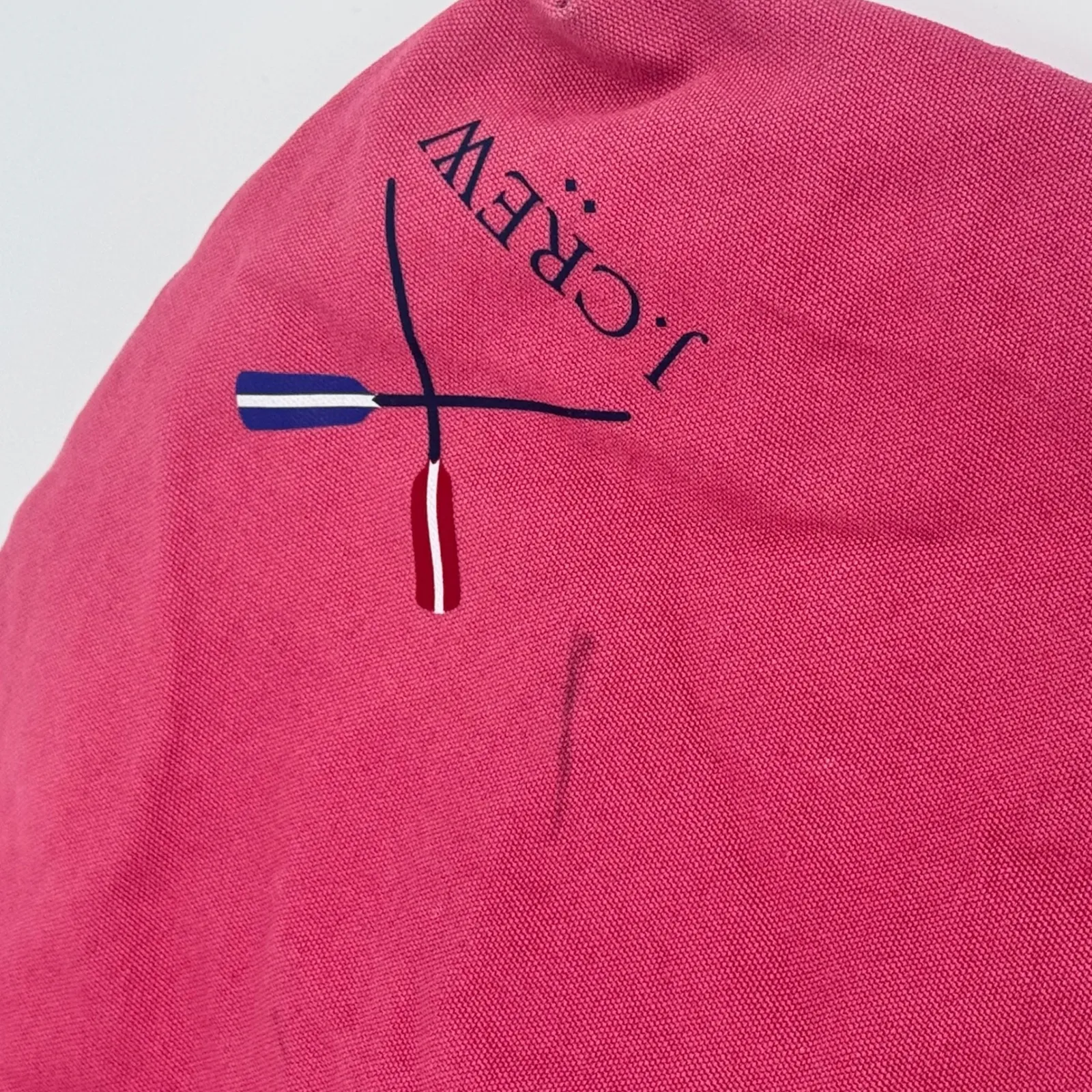 J. Crew Pink Canvas Tote Bag Beach Travel Everyday Casual Nautical Logo - Image 4