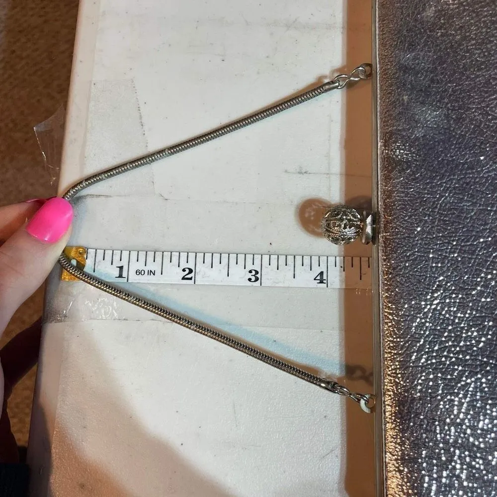 Vintage Rulo Creations Women's Shimmer Clutch Handbag Evening Bag Silver Small - Image 15