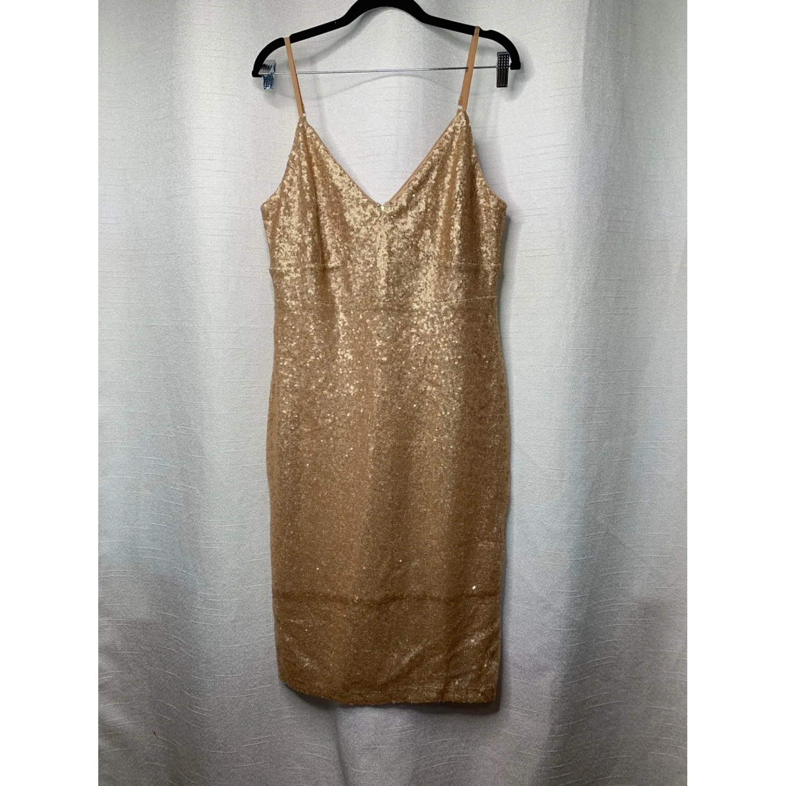 Lulu's gold sequin magical night party midi bodycon dress large wedding guest‎ - Image 3
