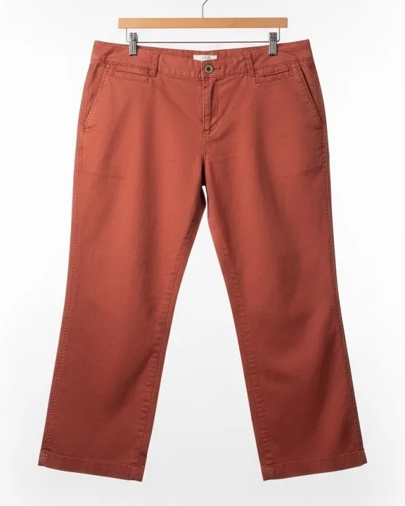 Woolrich Womens Russet Orange Casual Cotton Twill Bootcut Pants Size 12/14 32" # - Image 1