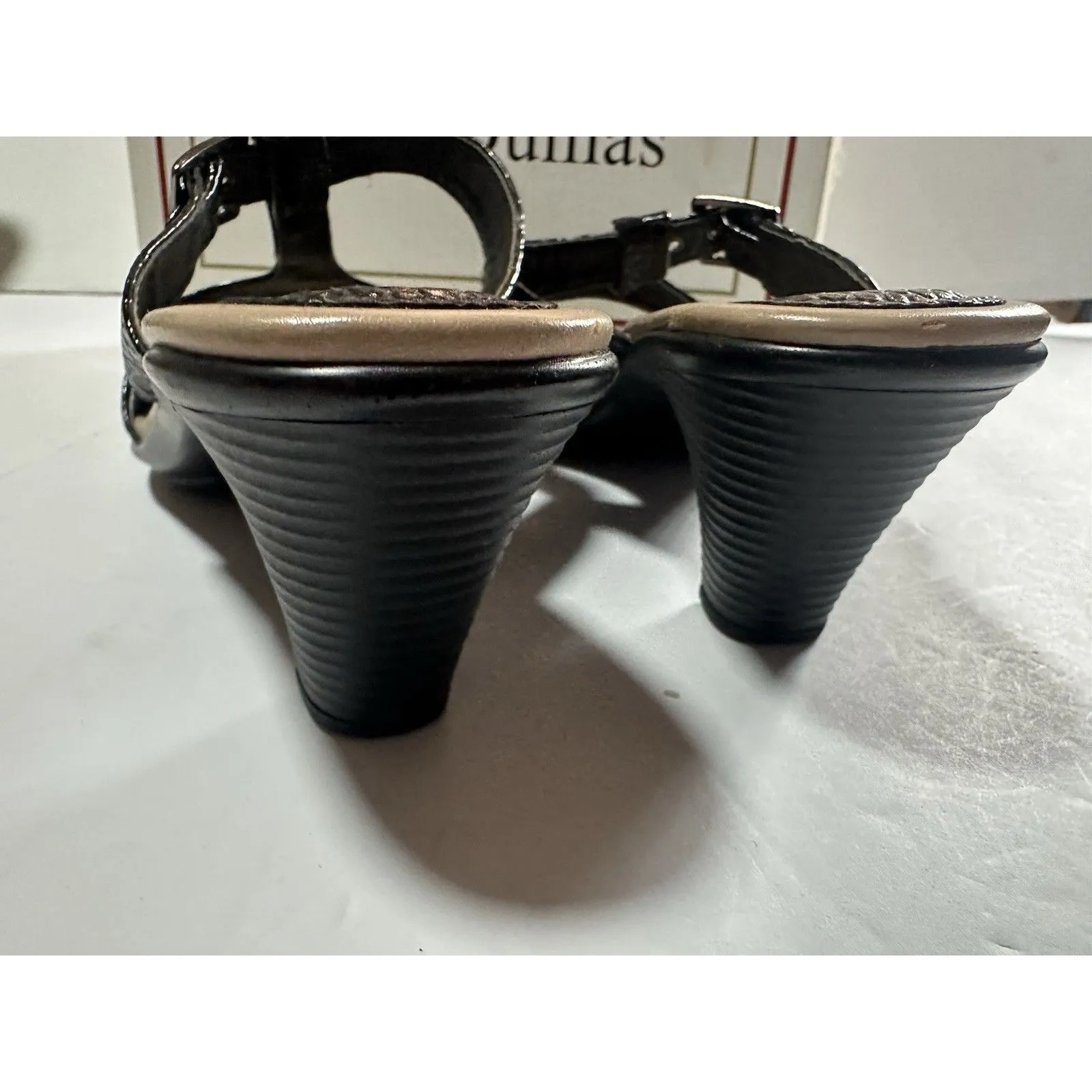 Pierre Dumas Black Faux Snake Skin Heeled Mules Women's Size 7 - Image 5