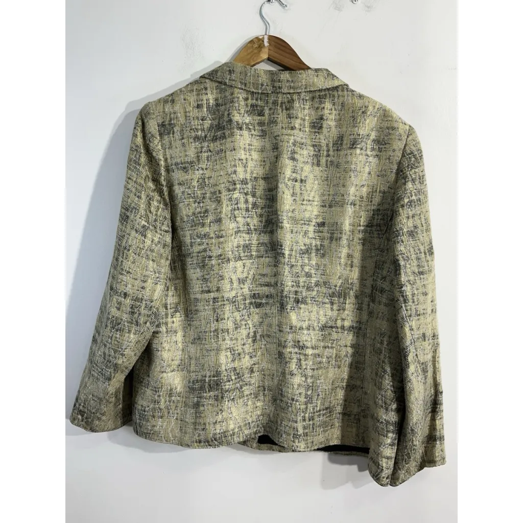 Womans Jones NY Woman 20w Gold Black Shimmer Button Down Lined Blazer - Image 2